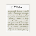 Olive green Poet's Letter upholstery fabric swatch by Venia Home