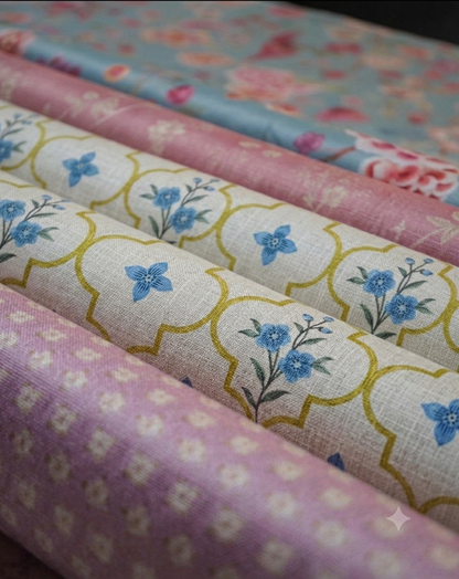 Primrose trellis fabric styled detail