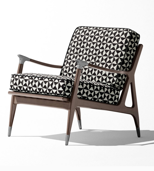 Close-up detail of ivory and black prism check fabric