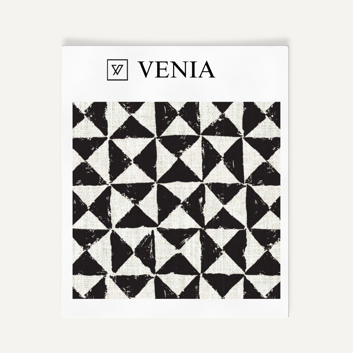 Ivory and black prism check upholstery fabric swatch by Venia Home