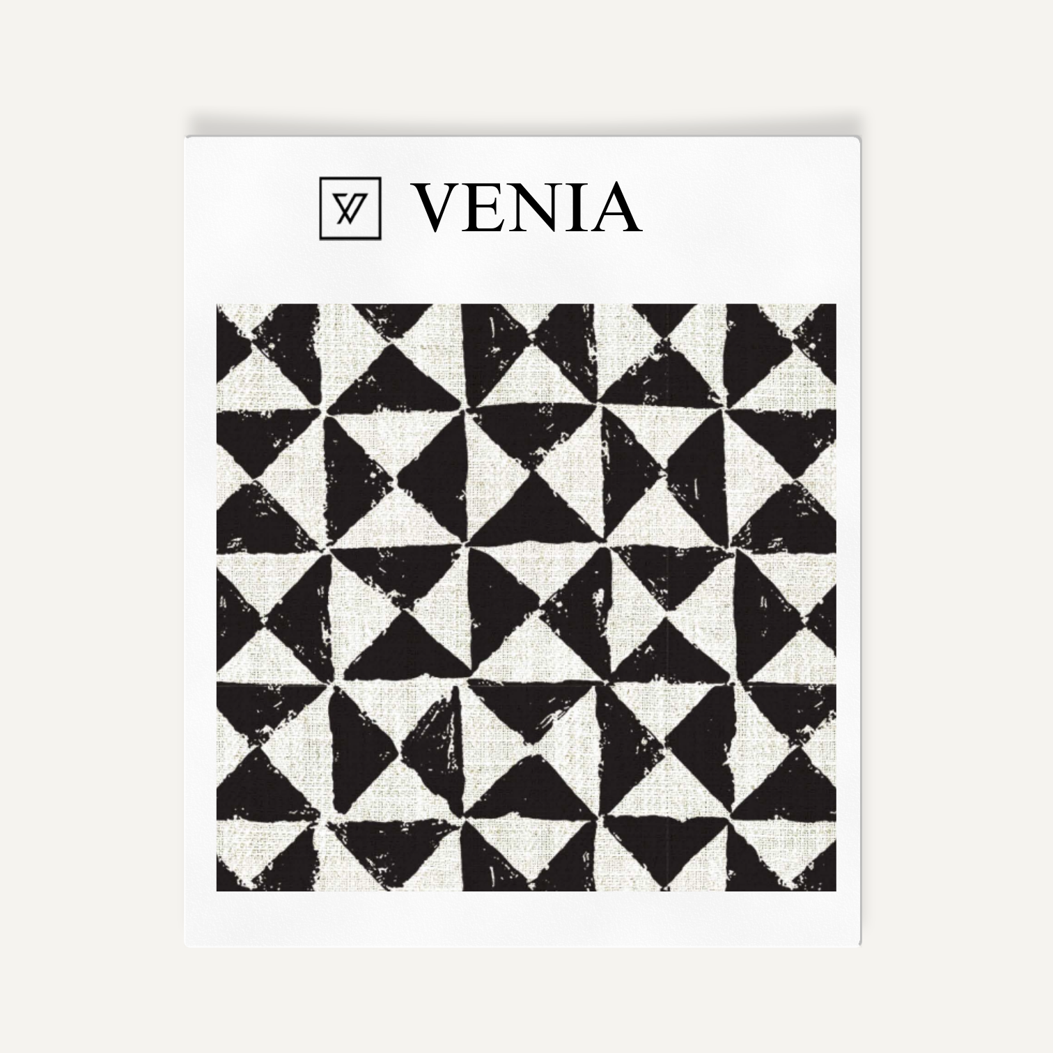 Ivory and black prism check upholstery fabric swatch by Venia Home