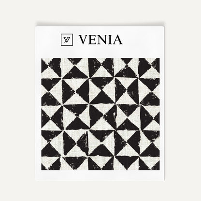 Ivory and black prism check upholstery fabric swatch by Venia Home