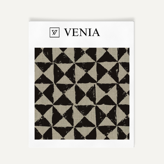 Taupe and black prism check upholstery fabric swatch by Venia Home
