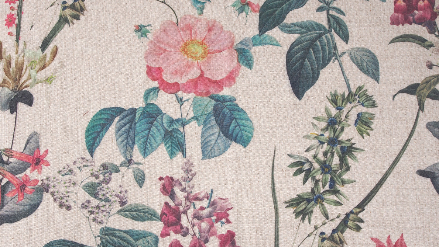 Rainforest bloom fabric detail in rose tone