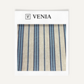 Multi-blue reed stripe upholstery fabric swatch by Venia Home