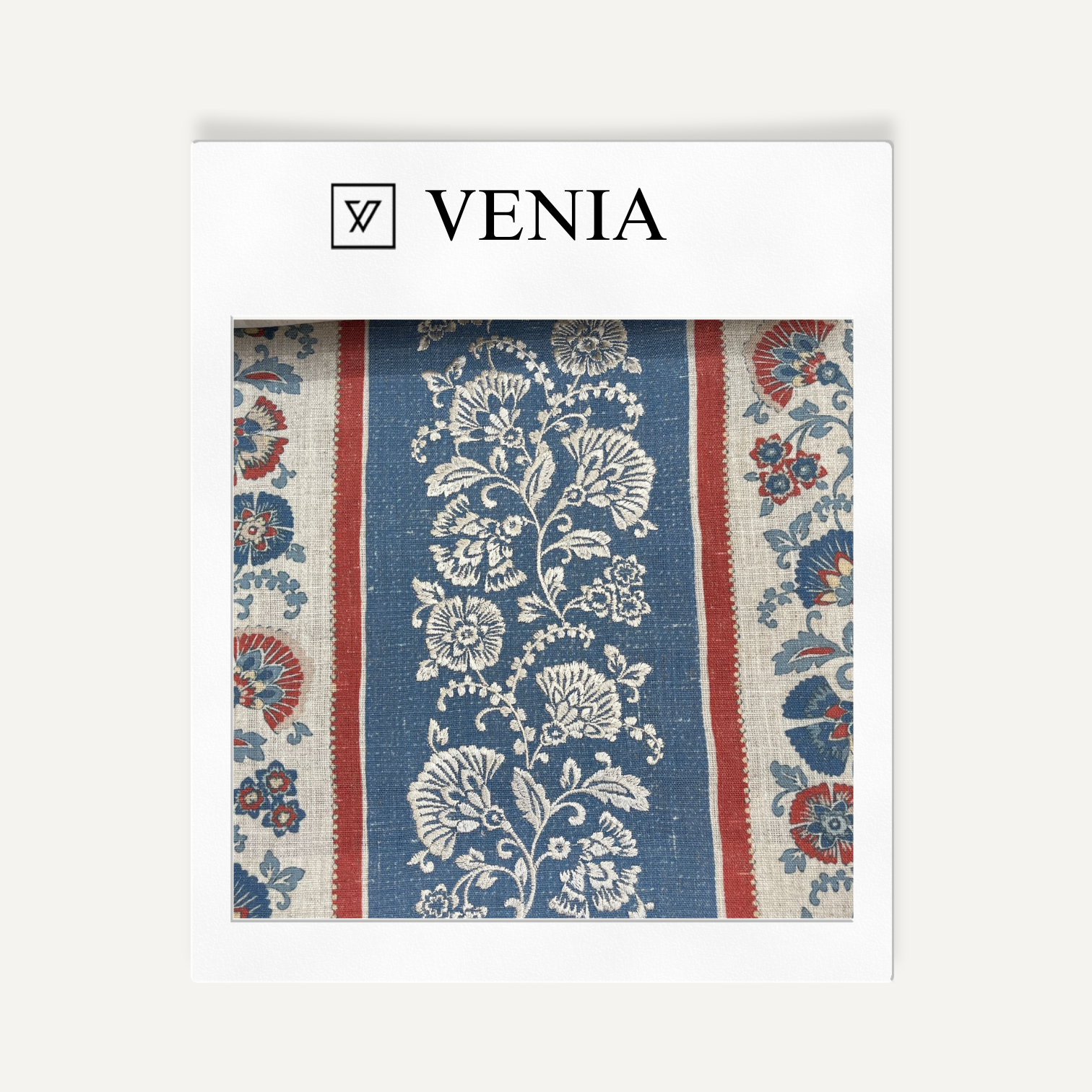 Cobalt regency bloom upholstery fabric swatch by Venia Home