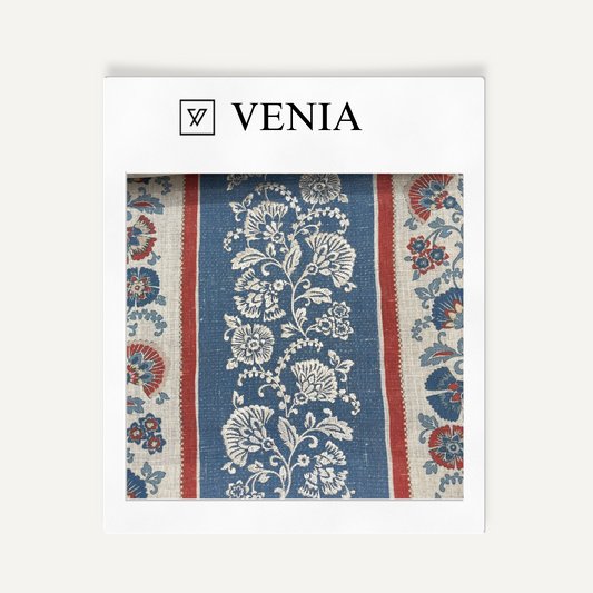 Cobalt regency bloom upholstery fabric swatch by Venia Home
