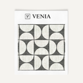 Ivory and black retro grid upholstery fabric swatch by Venia Home