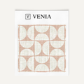 Ivory and blush pink retro grid upholstery fabric swatch by Venia Home