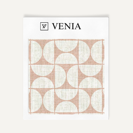 Retro Grid Fabric - Ivory with Blush Pink detail