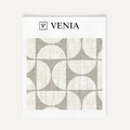 Ivory and greige retro grid upholstery fabric swatch by Venia Home