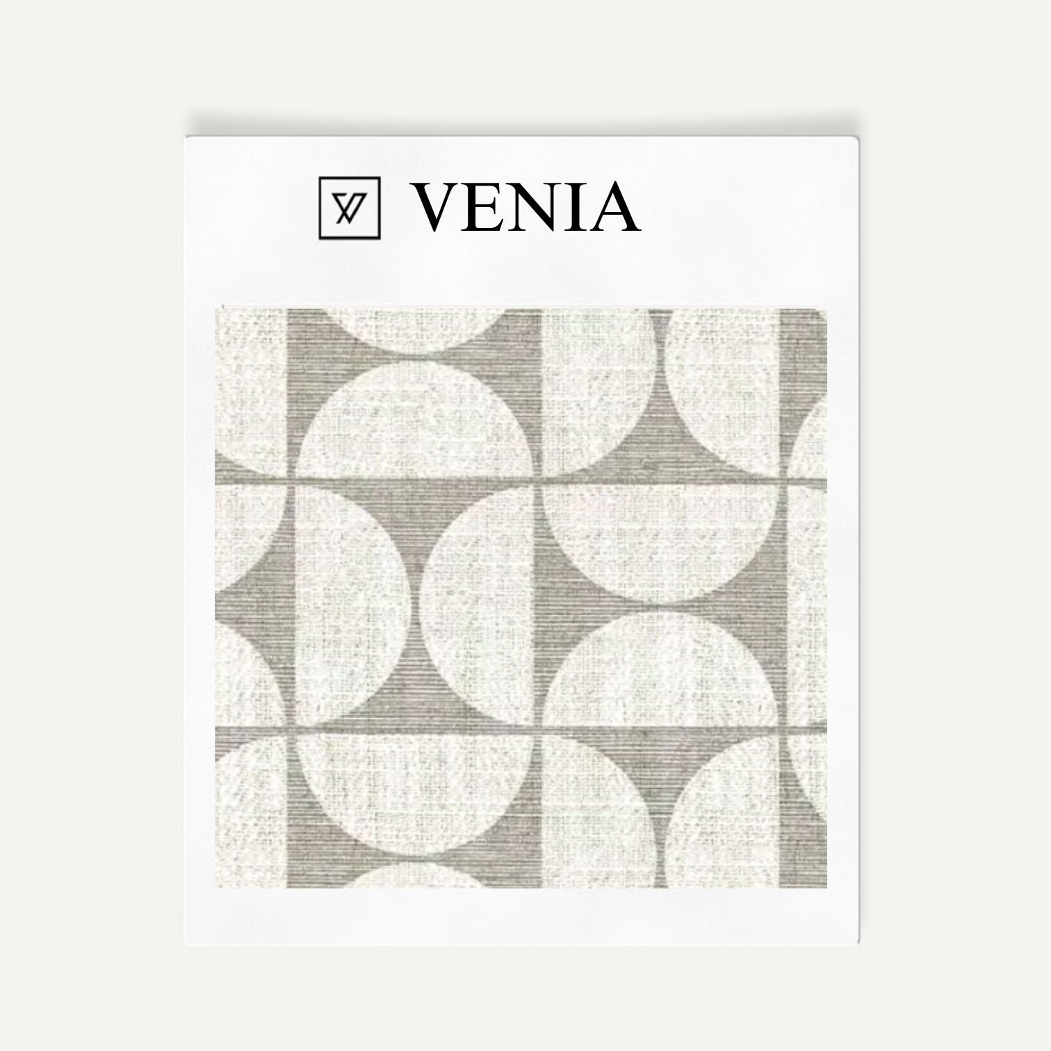 Ivory and greige retro grid upholstery fabric swatch by Venia Home