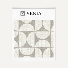 Retro Grid Fabric - Ivory with Greige detail