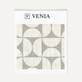 Retro Grid Fabric - Ivory with Greige detail