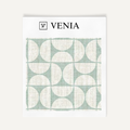 Ivory and jade green retro grid upholstery fabric swatch by Venia Home