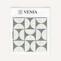 Ivory and navy retro grid upholstery fabric swatch by Venia Home