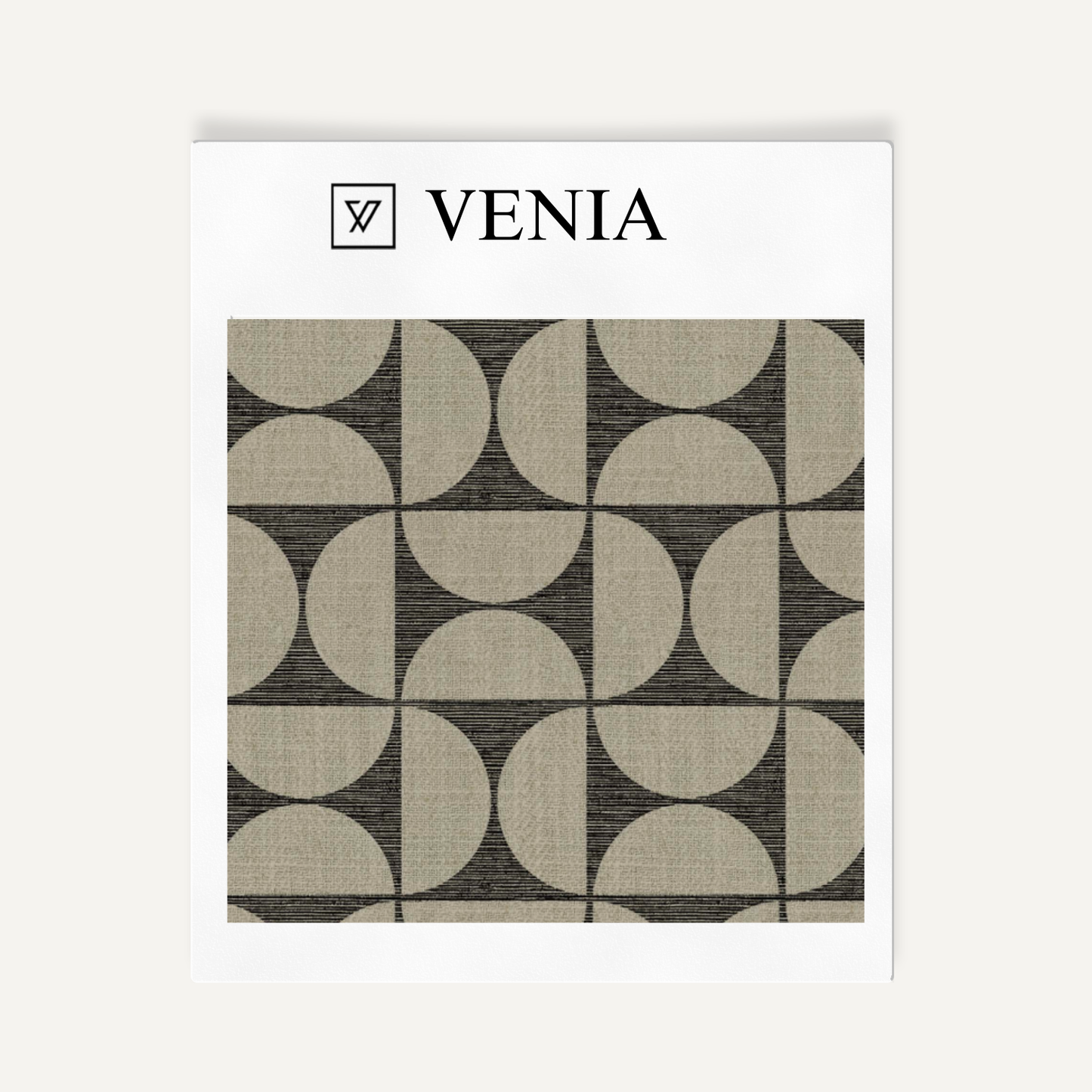 Taupe and black retro grid upholstery fabric swatch by Venia Home