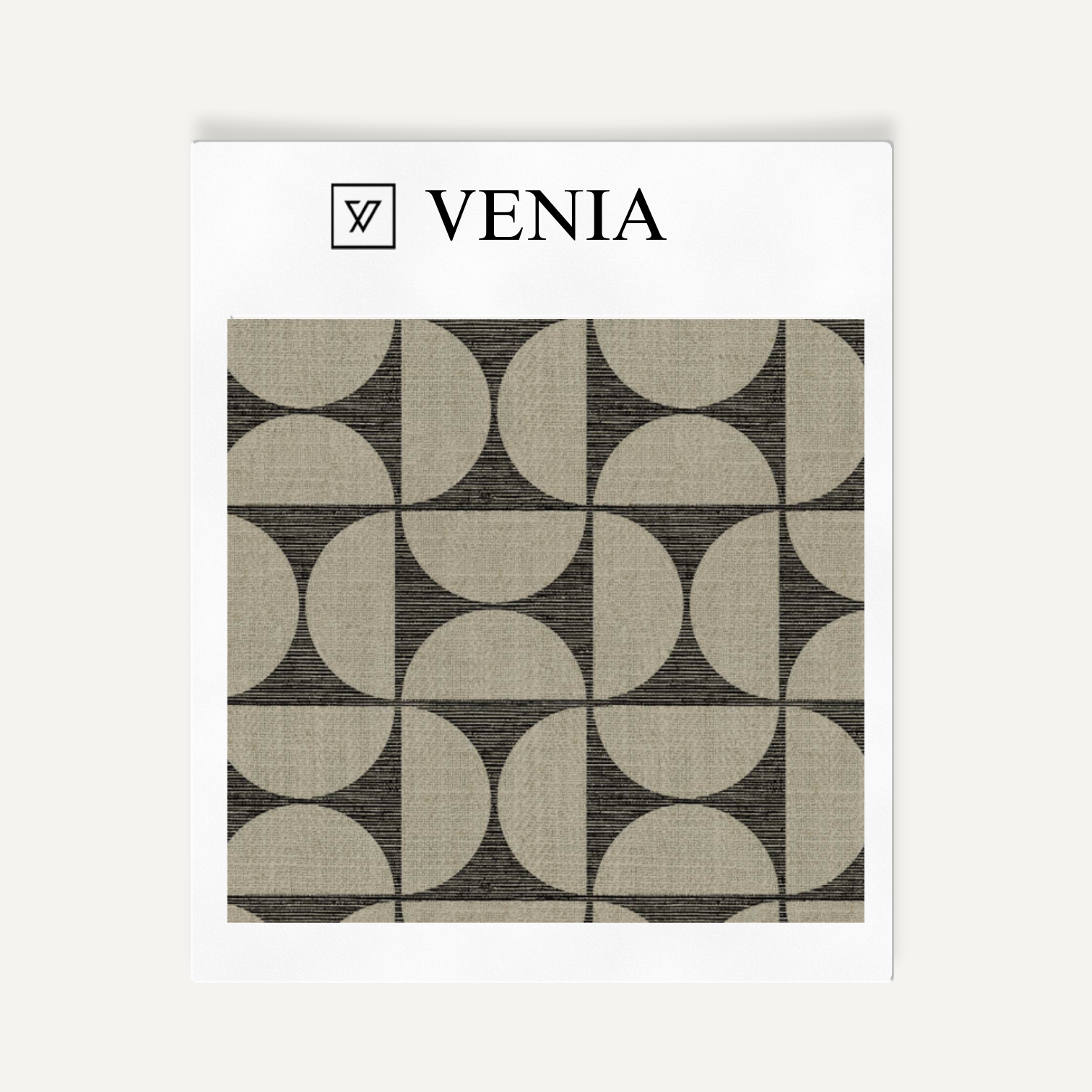 Taupe and black retro grid upholstery fabric swatch by Venia Home