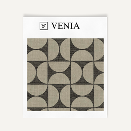 Retro Grid Fabric - Taupe with Black detail