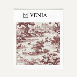 Riverbend Toile Fabric - Crimson