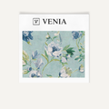 Aqua with blue flowers romance bloom upholstery fabric swatch by Venia Home