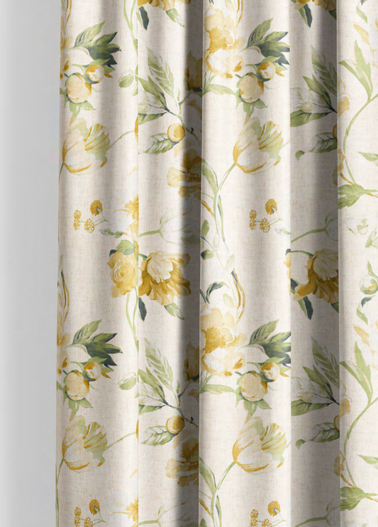 Close-up detail of cream romance bloom fabric