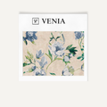 Ecru with blue flowers romance bloom upholstery fabric swatch by Venia Home