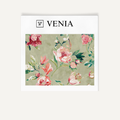 Sage with pink flowers romance bloom upholstery fabric swatch by Venia Home