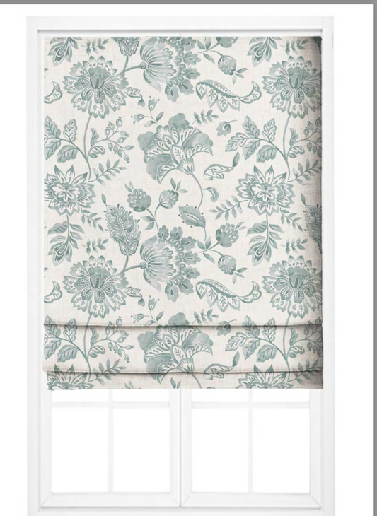 Close-up detail of aqua royal garden fabric