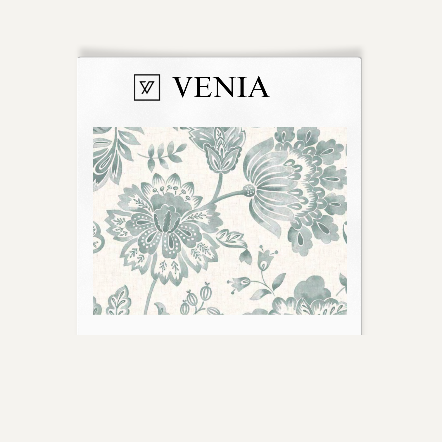 Aqua royal garden upholstery fabric swatch by Venia Home