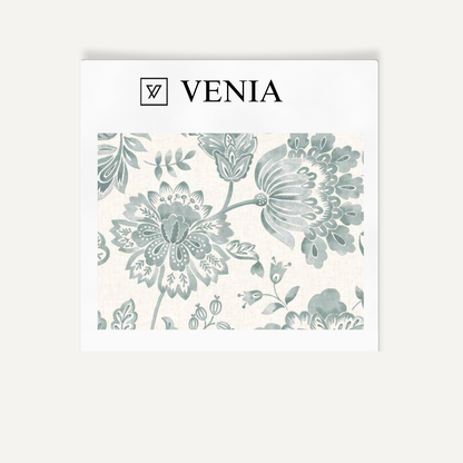 Aqua royal garden upholstery fabric swatch by Venia Home