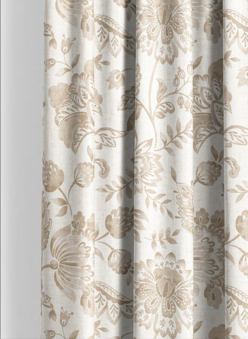 Close-up detail of beige royal garden fabric