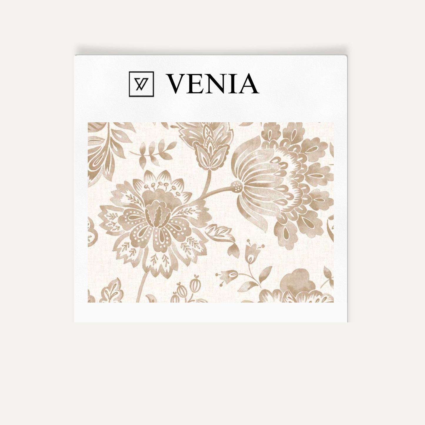Beige royal garden upholstery fabric swatch by Venia Home