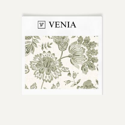 Bottle green royal garden upholstery fabric swatch by Venia Home