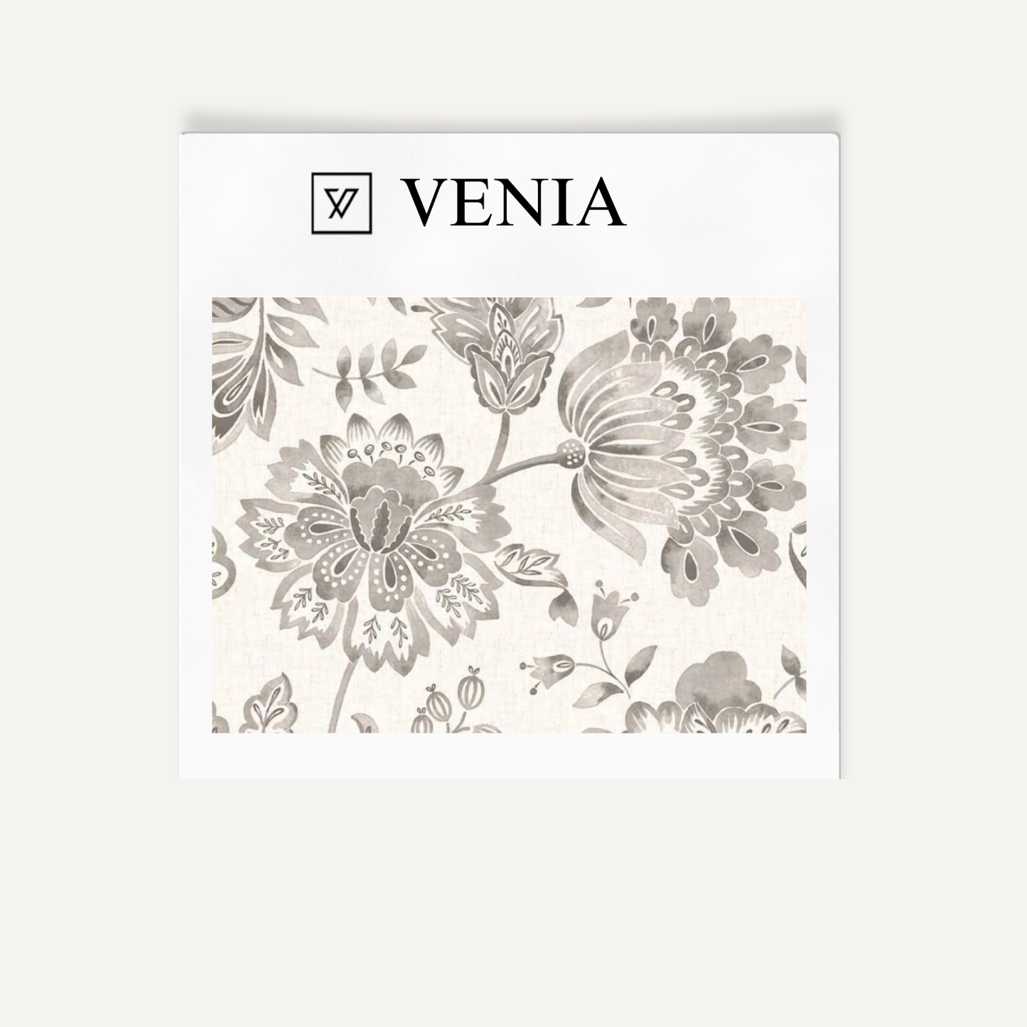 Grey royal garden upholstery fabric swatch by Venia Home