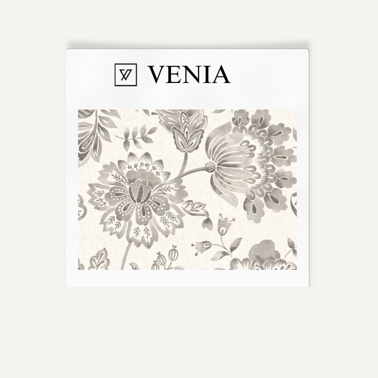 Grey royal garden upholstery fabric swatch by Venia Home