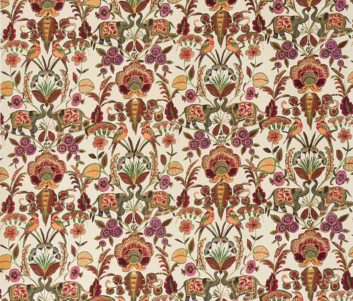 Close-up detail of terracotta royal march fabric