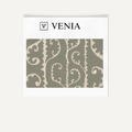 Grey scrollwork upholstery fabric swatch by Venia Home