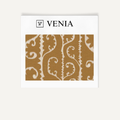 Ochre scrollwork upholstery fabric swatch by Venia Home