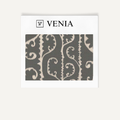 Slate grey scrollwork upholstery fabric swatch by Venia Home