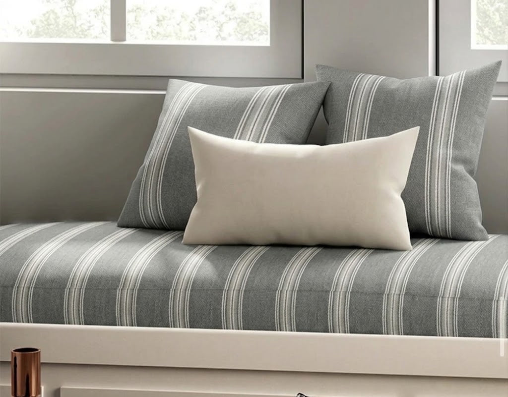 Grey shadow stripes fabric styled detail