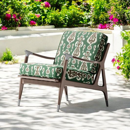 Close-up detail of emerald signature ikat fabric