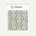 Muted sage signature ikat upholstery fabric swatch by Venia Home