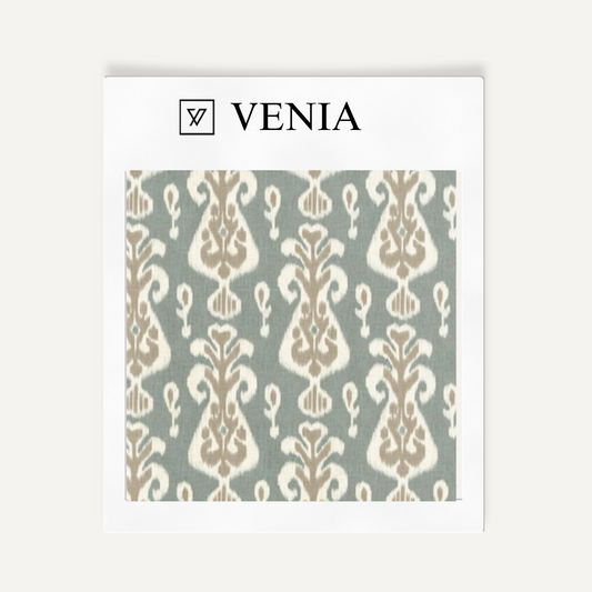 Muted sage signature ikat upholstery fabric swatch by Venia Home