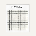 Ivory and black sketch grid upholstery fabric swatch by Venia Home