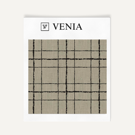 Sketch Grid Fabric - Taupe with Black detail