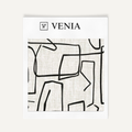Ivory and black sketch lines upholstery fabric swatch by Venia Home