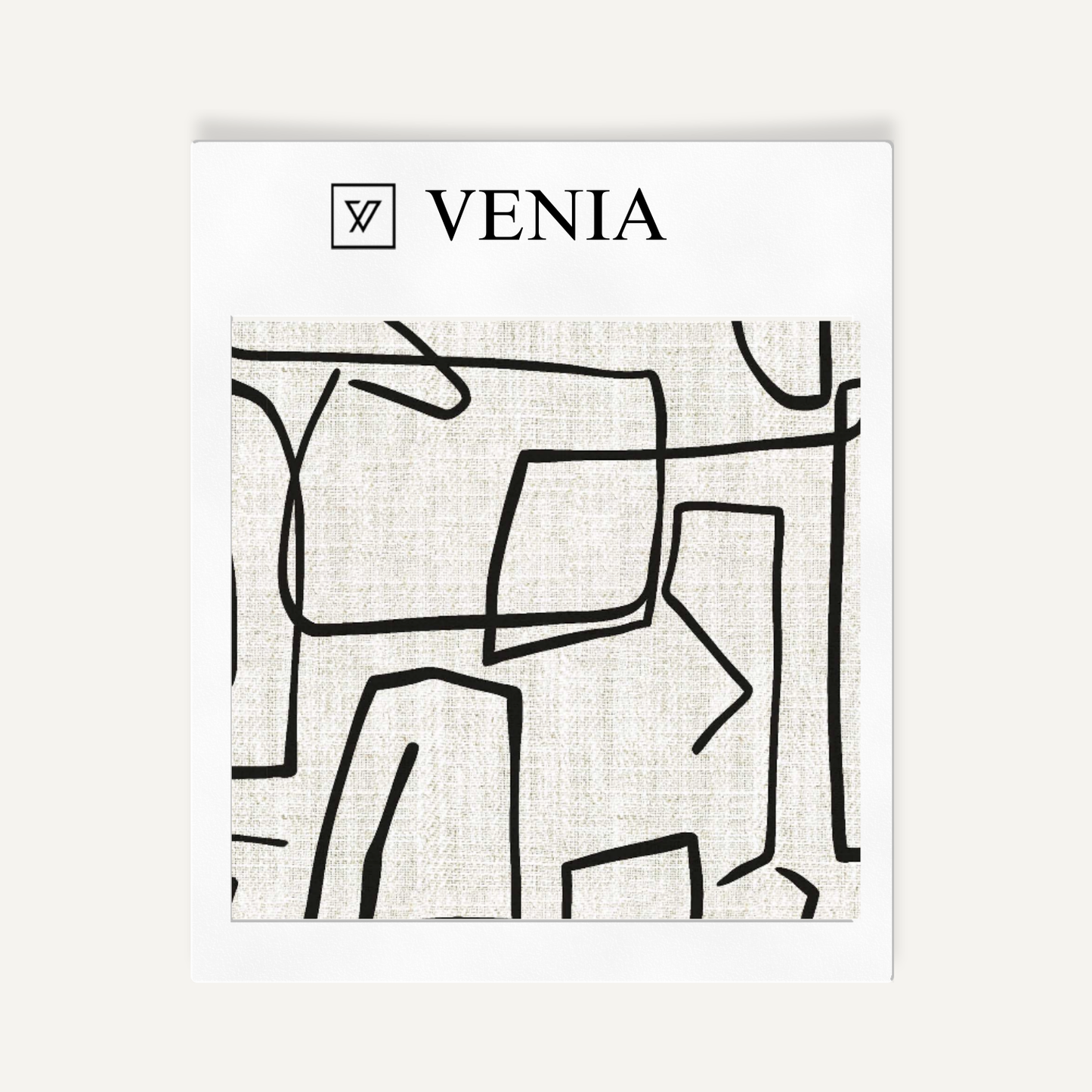Ivory and black sketch lines upholstery fabric swatch by Venia Home