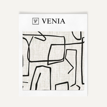 Sketch Lines Fabric - Ivory with Black detail