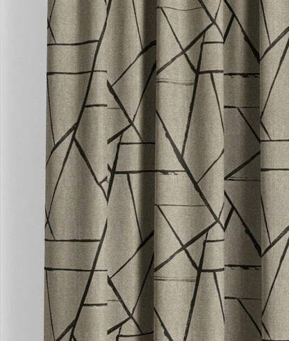 Close-up detail of taupe and black sketch lines fabric